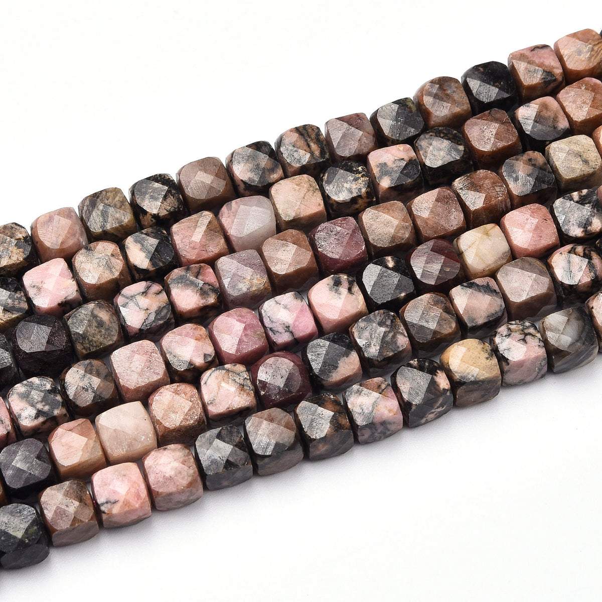 Black Veined Rhodonite Beads Strand