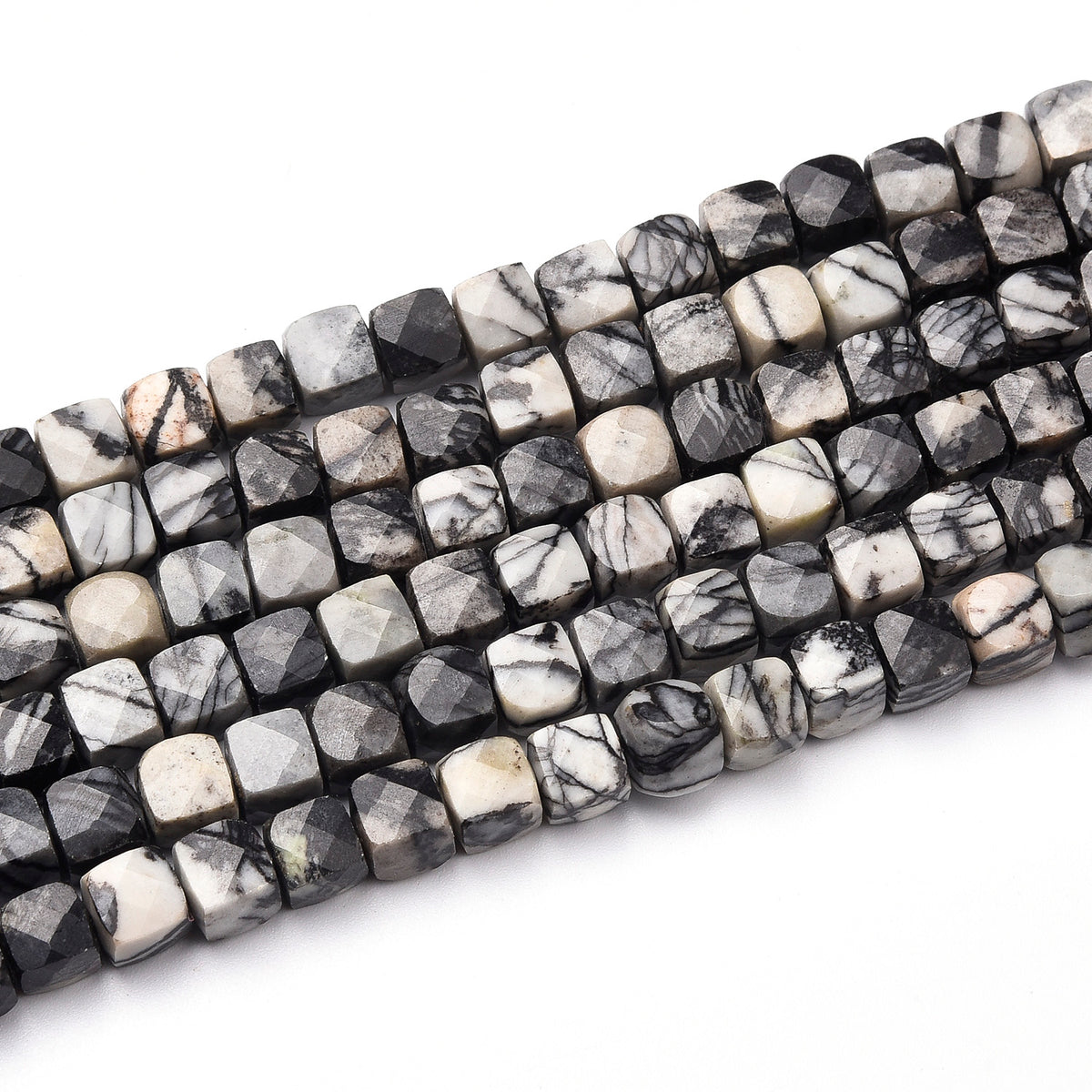 Black Veined Jasper Beads Strand