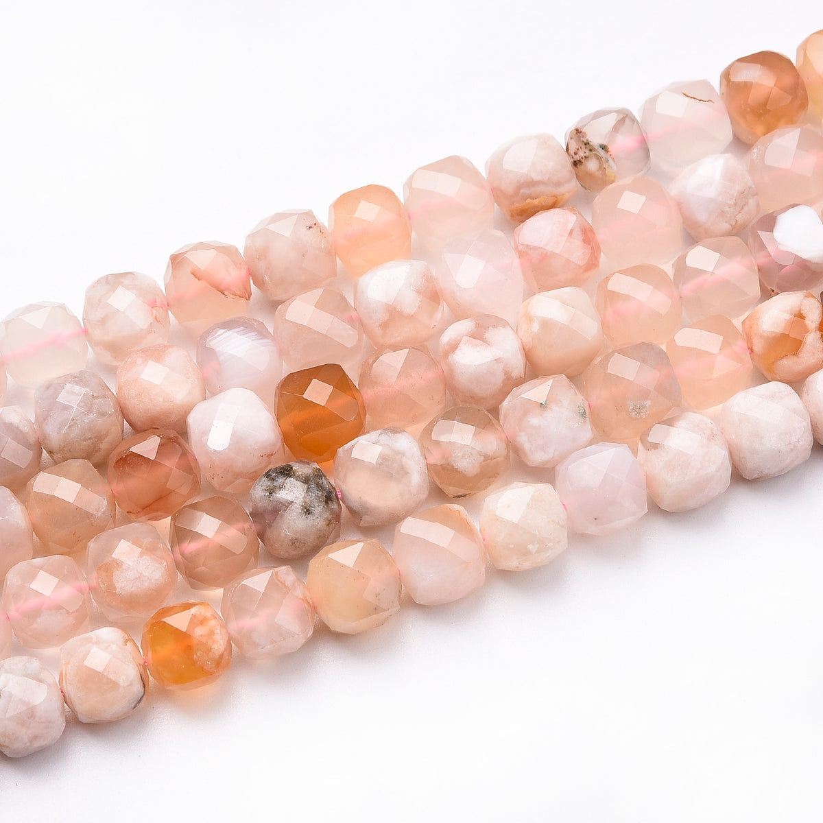 Pink Cherry Blossom Agate Beads Strand