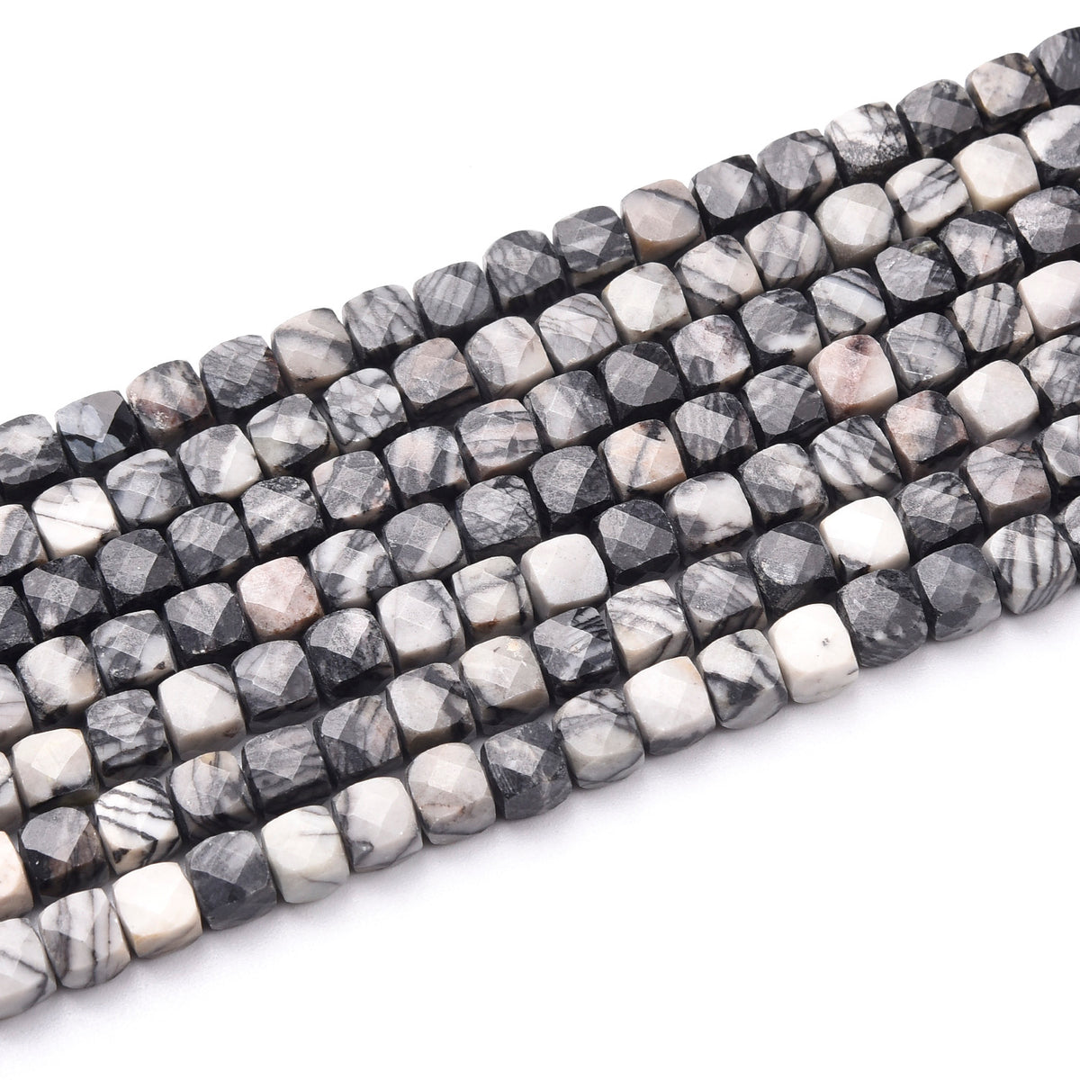 Black Veined Jasper Beads Strand