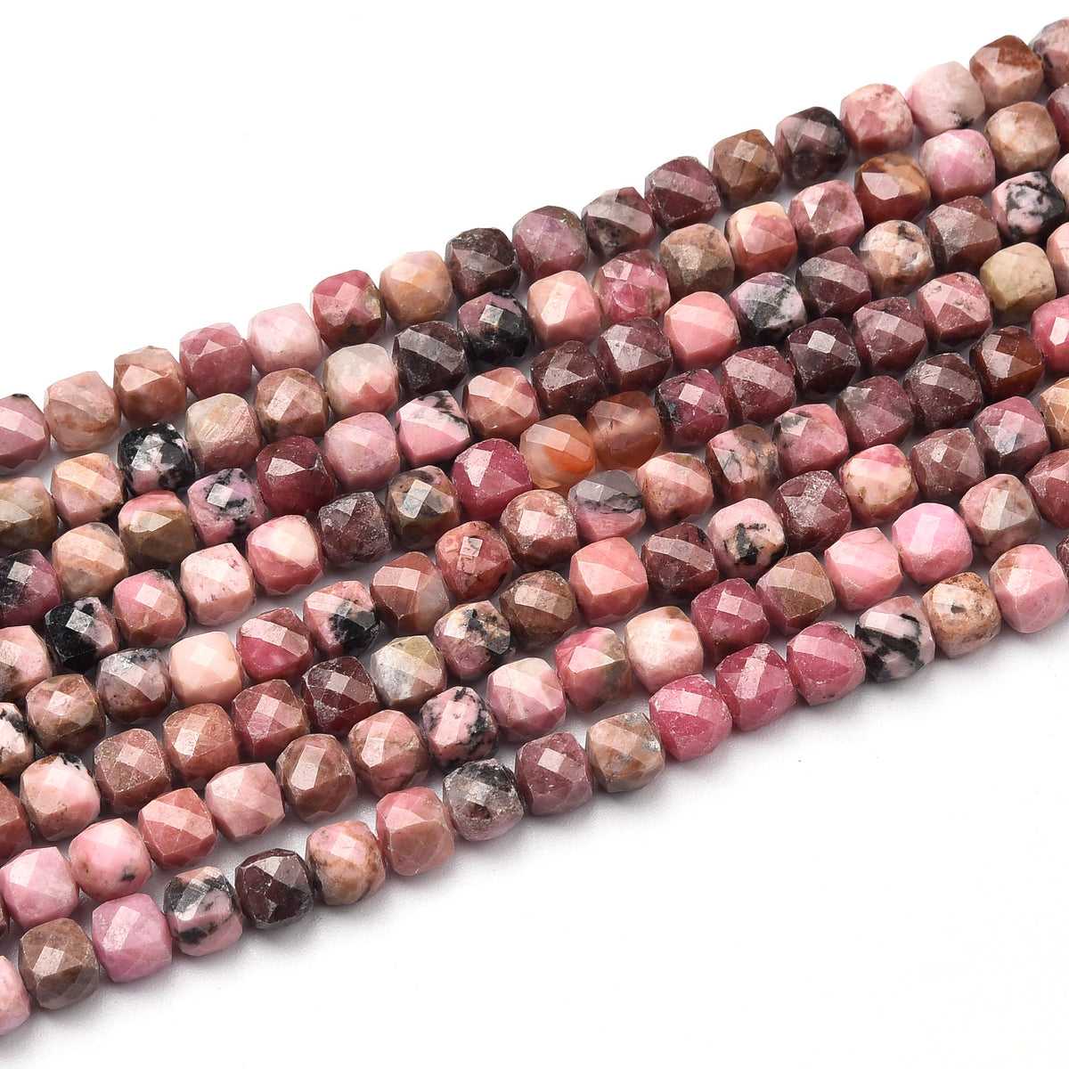 Rhodonite (Black, Red, Dark Pink) Beads Strand