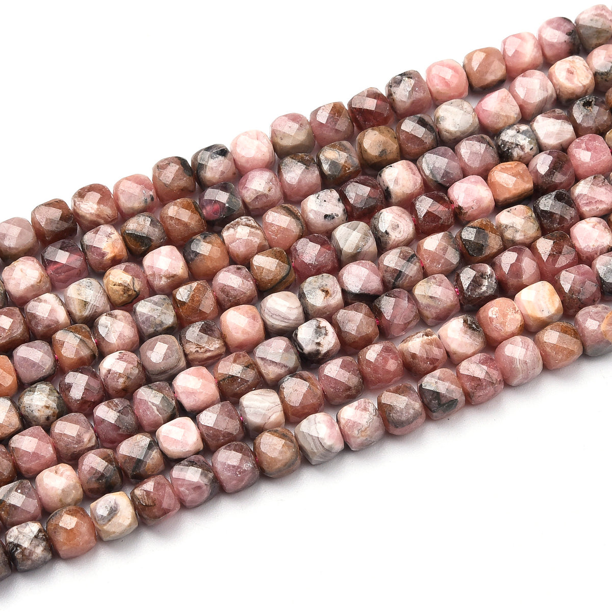 Grade AAA Rhodonite (Black, Red, Pink) Beads Strand