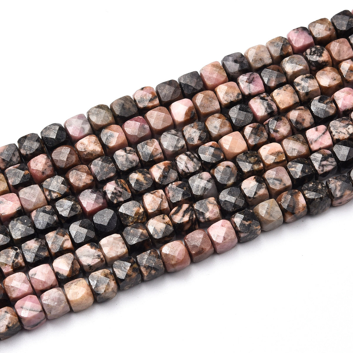 Rhodonite (Black, Pink) Beads Strand