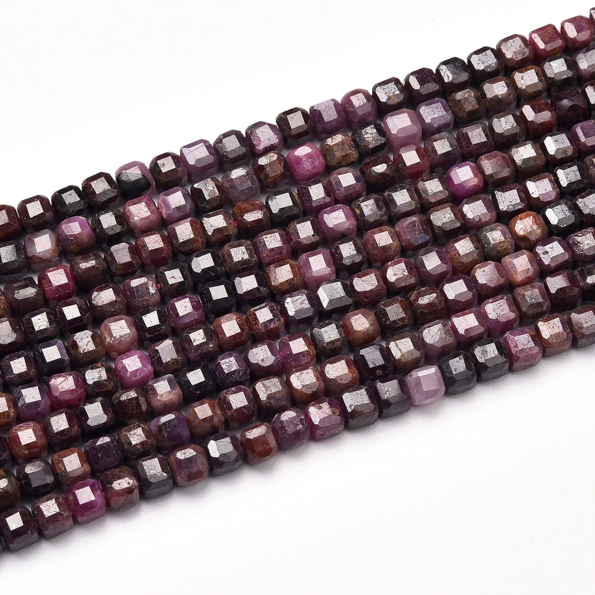 Black / Pink Ruby Beads Strand