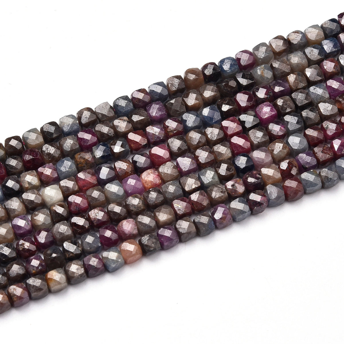 Grade AA Black / Pink Ruby and Sapphire Beads Strand