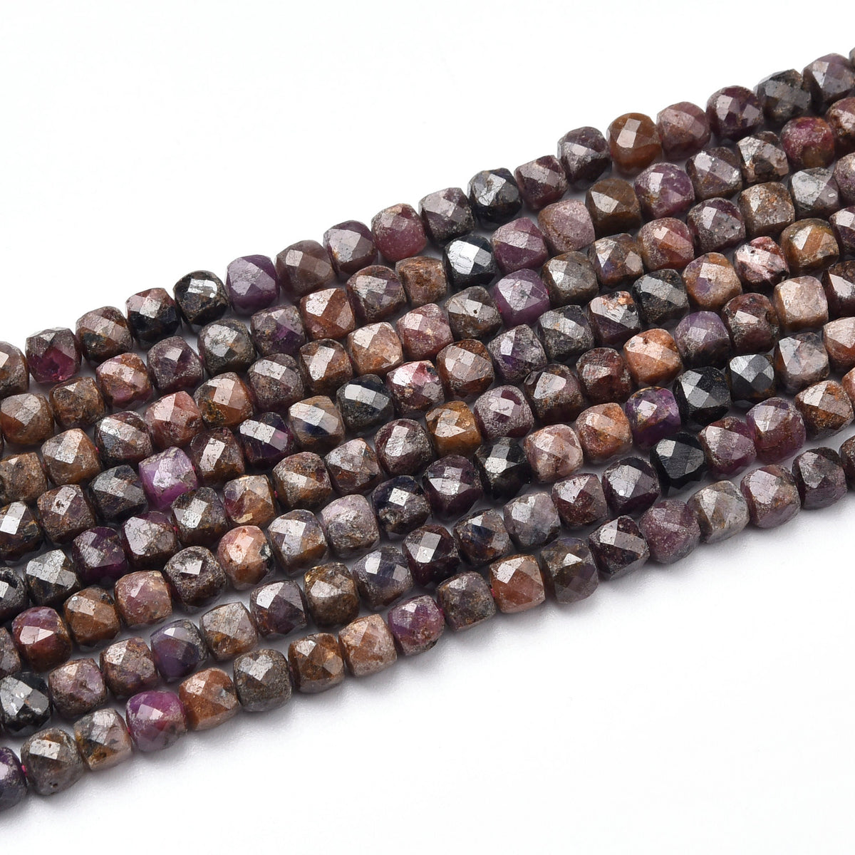 Black / Purple with Black Spots Ruby Beads Strand