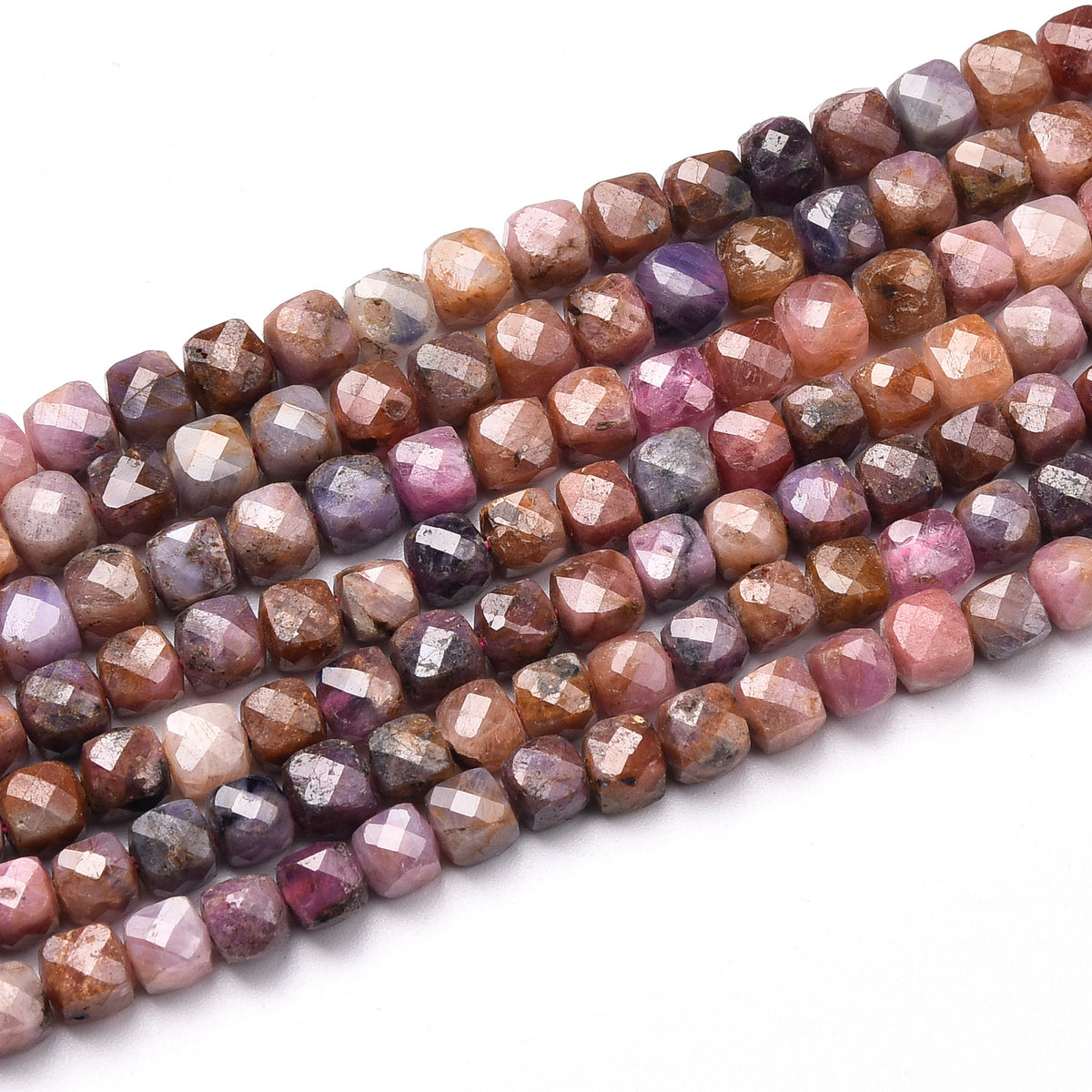 Grade AAA Pink / Orange /Black / Red Ruby and Sapphire  Beads Strand