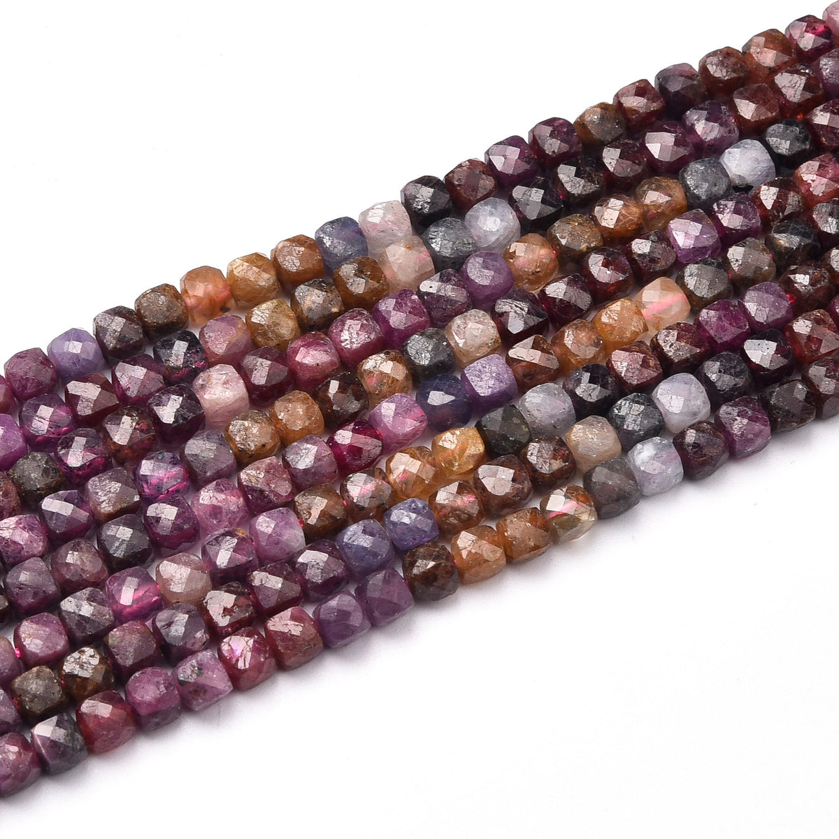 Grade AA Black / Orange / Red / Pink Ruby and Sapphire Beads Strand