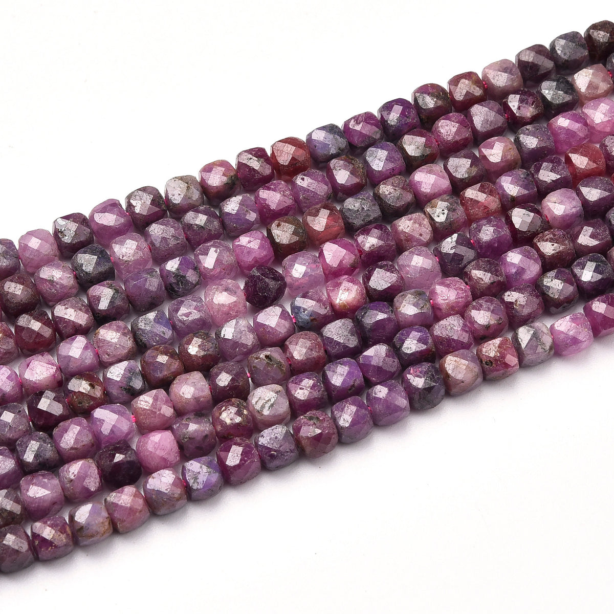 Grade AA Purple / Black Ruby  Beads Strand