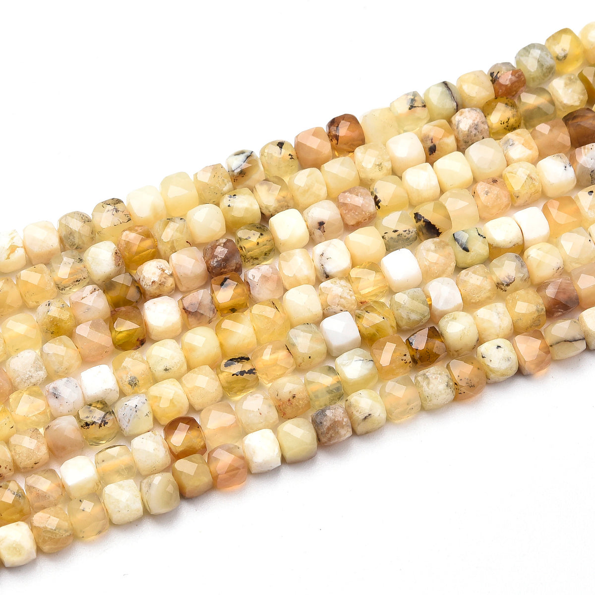 Natural Yellow Opal with Black Spots Beads Strand