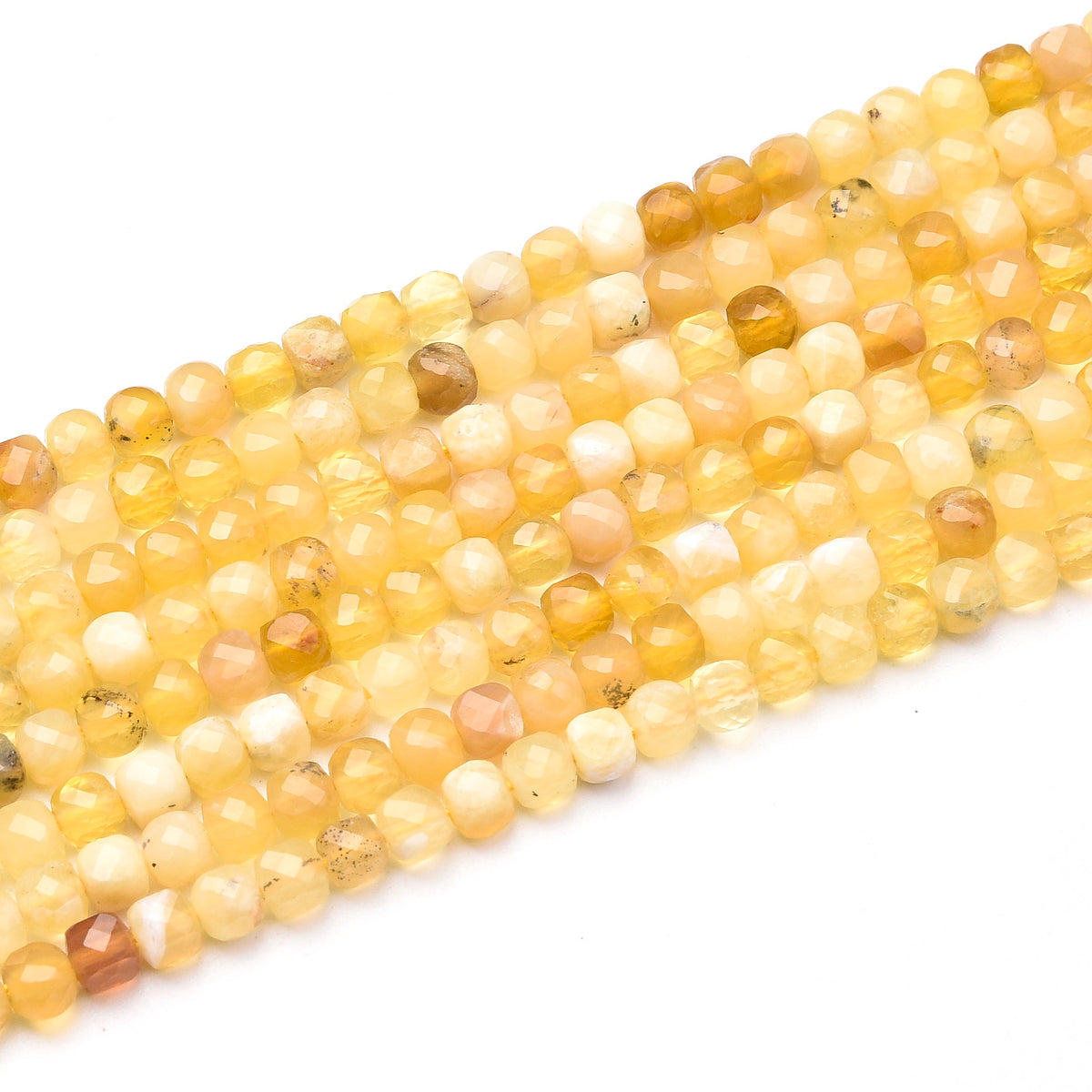 Natural Yellow Opal with Small Black Spots Beads Strand