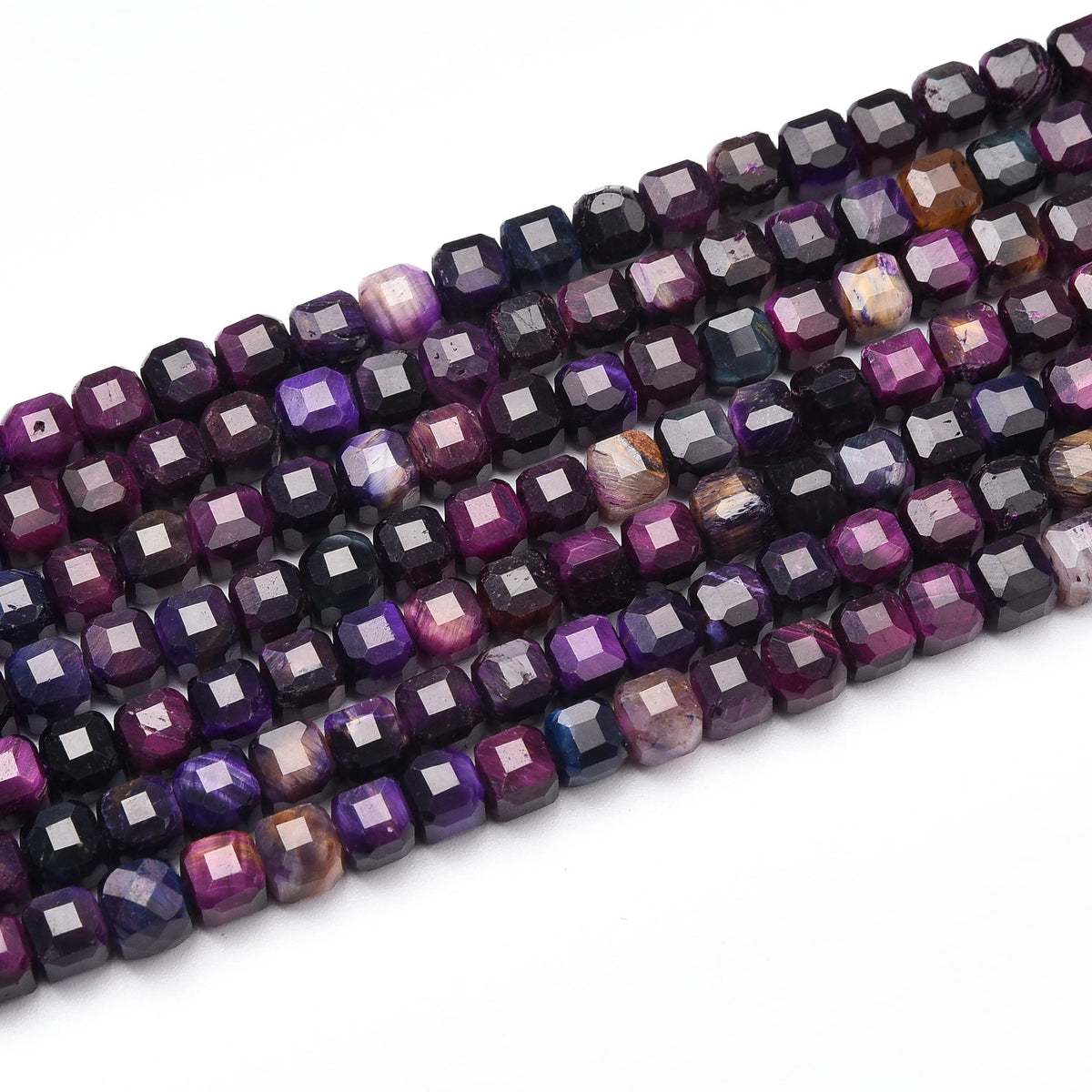 Dyed Purple Tiger Eye Beads Strand