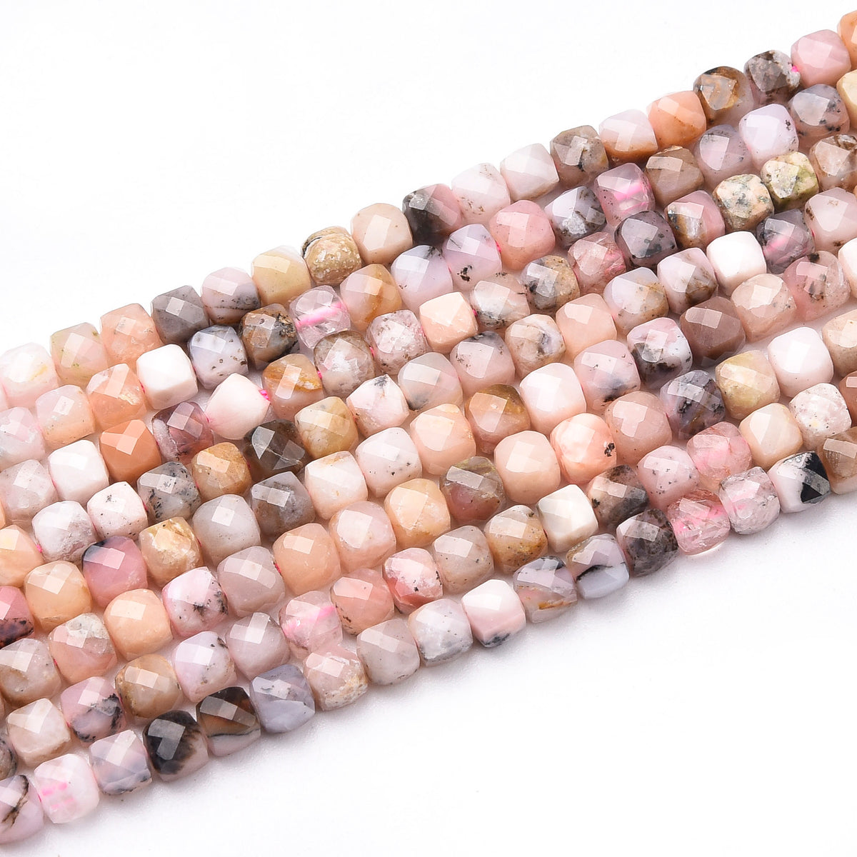 Pink / Coral /Cream Color with Black Spot Pink Opal Beads Strand