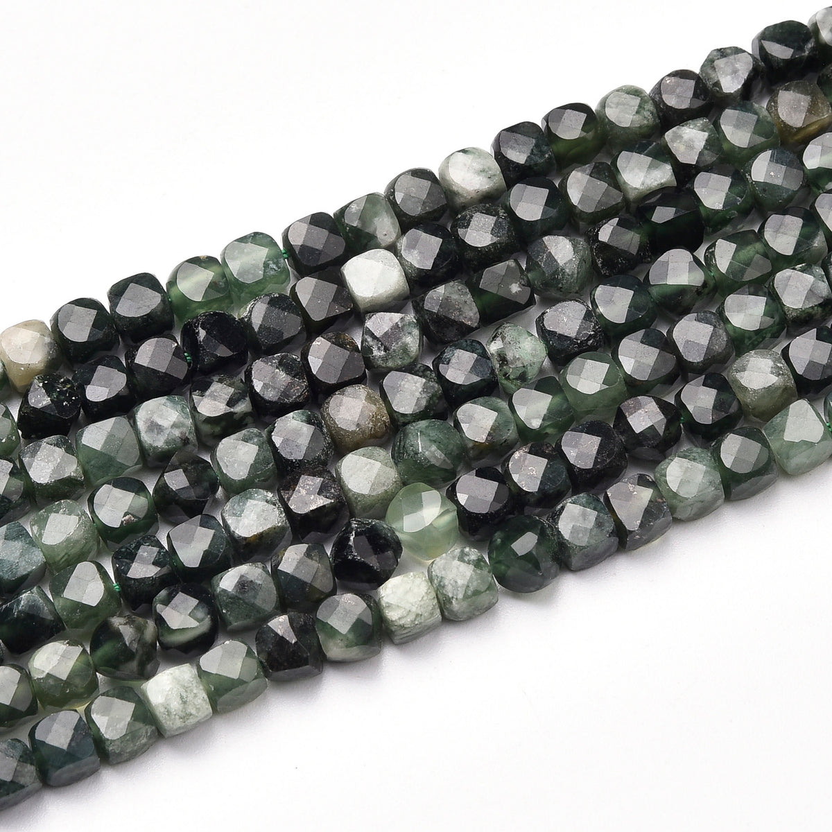 Deep Green Moss Agate Beads Strand