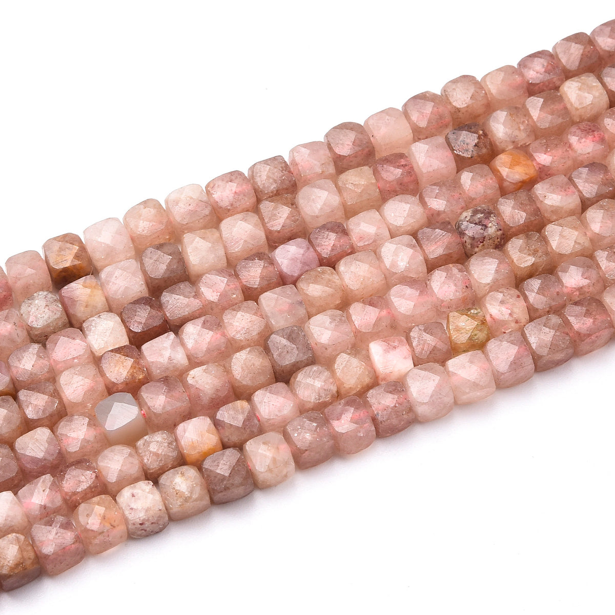 Pink / Cream Color Strawberry Quartz Beads Strand