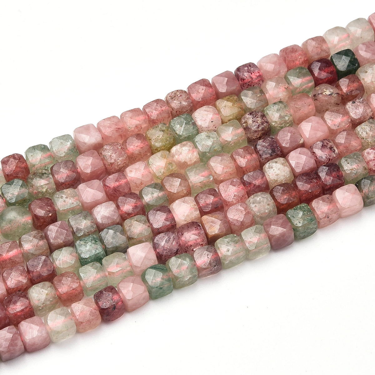 Red / Green Strawberry Quartz Beads Strand