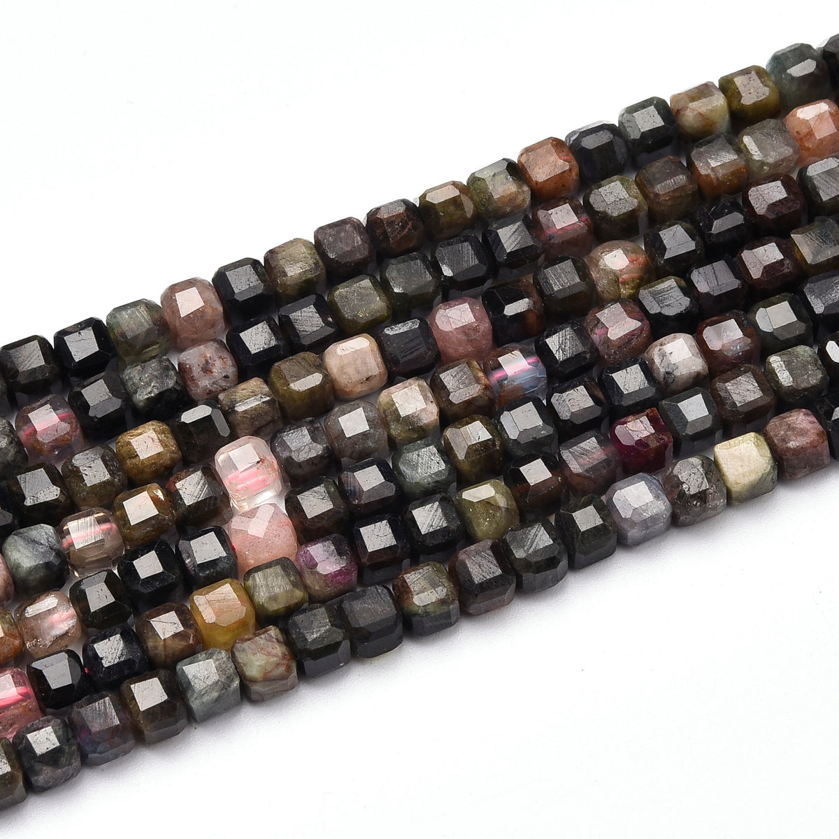 Black / Pink / Green Tourmaline Beads Strand