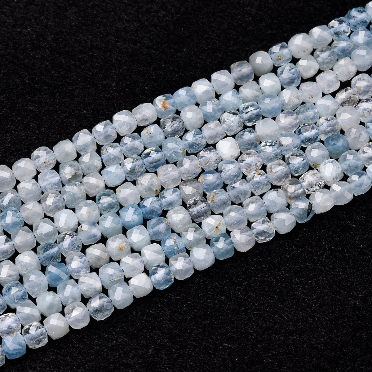 Blue with Yellow and Black Spots Aquamarine Beads Strand