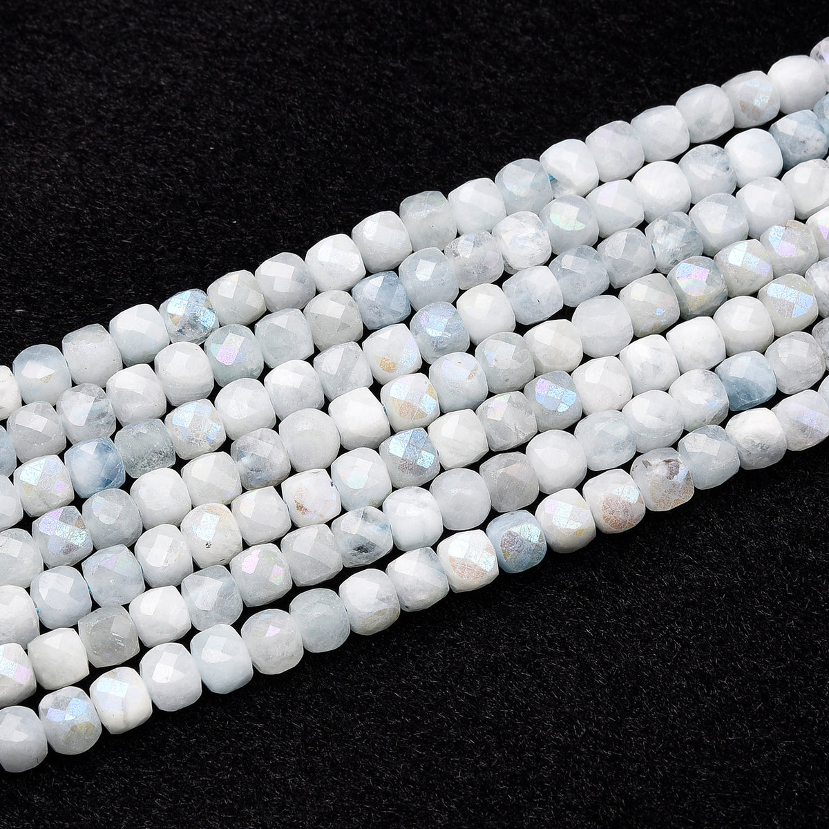 White / Blue Aquamarine Beads Strand