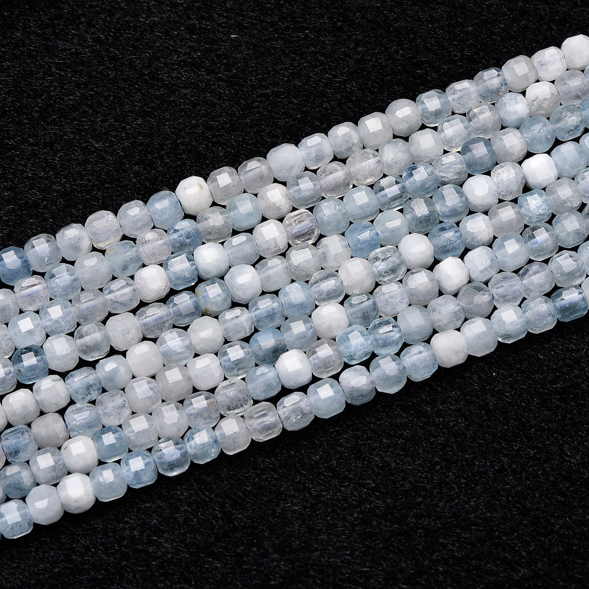 Blue / White / Light Blue Aquamarine Beads Strand