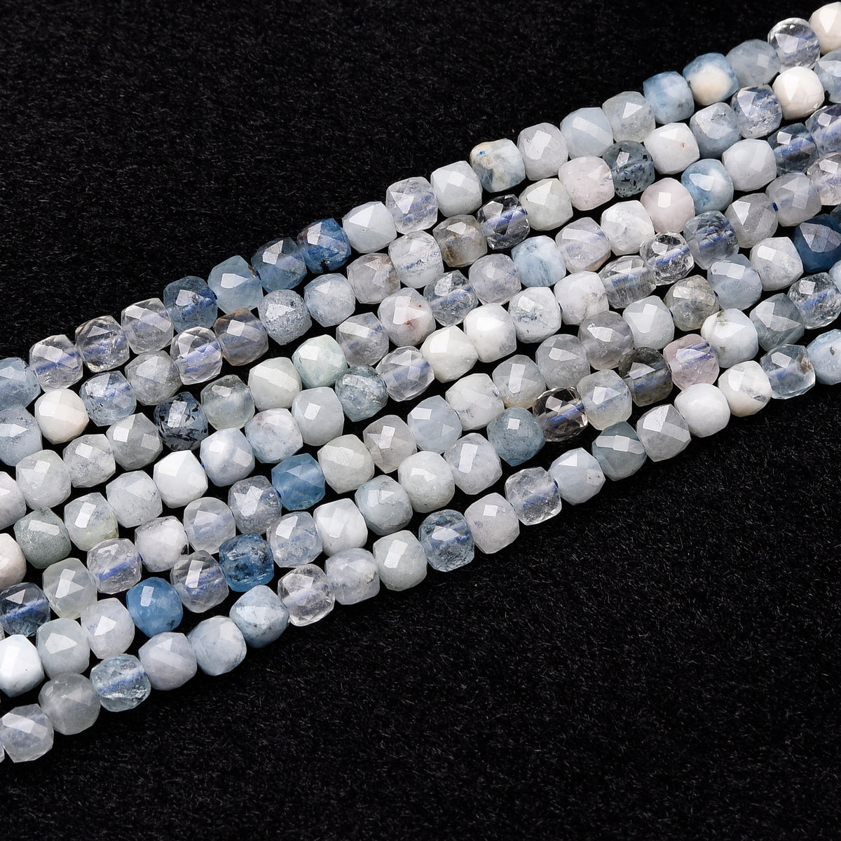 Blue / White / Grey Aquamarine Beads Strand