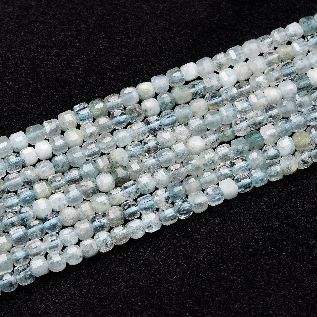 Green / Blue / White Aquamarine Beads Strand