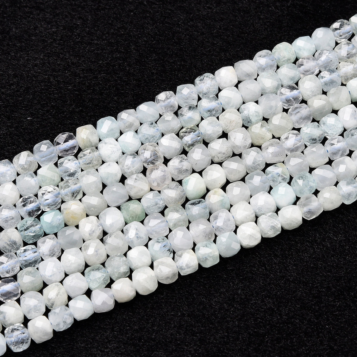 White / Blue Aquamarine Beads Strand