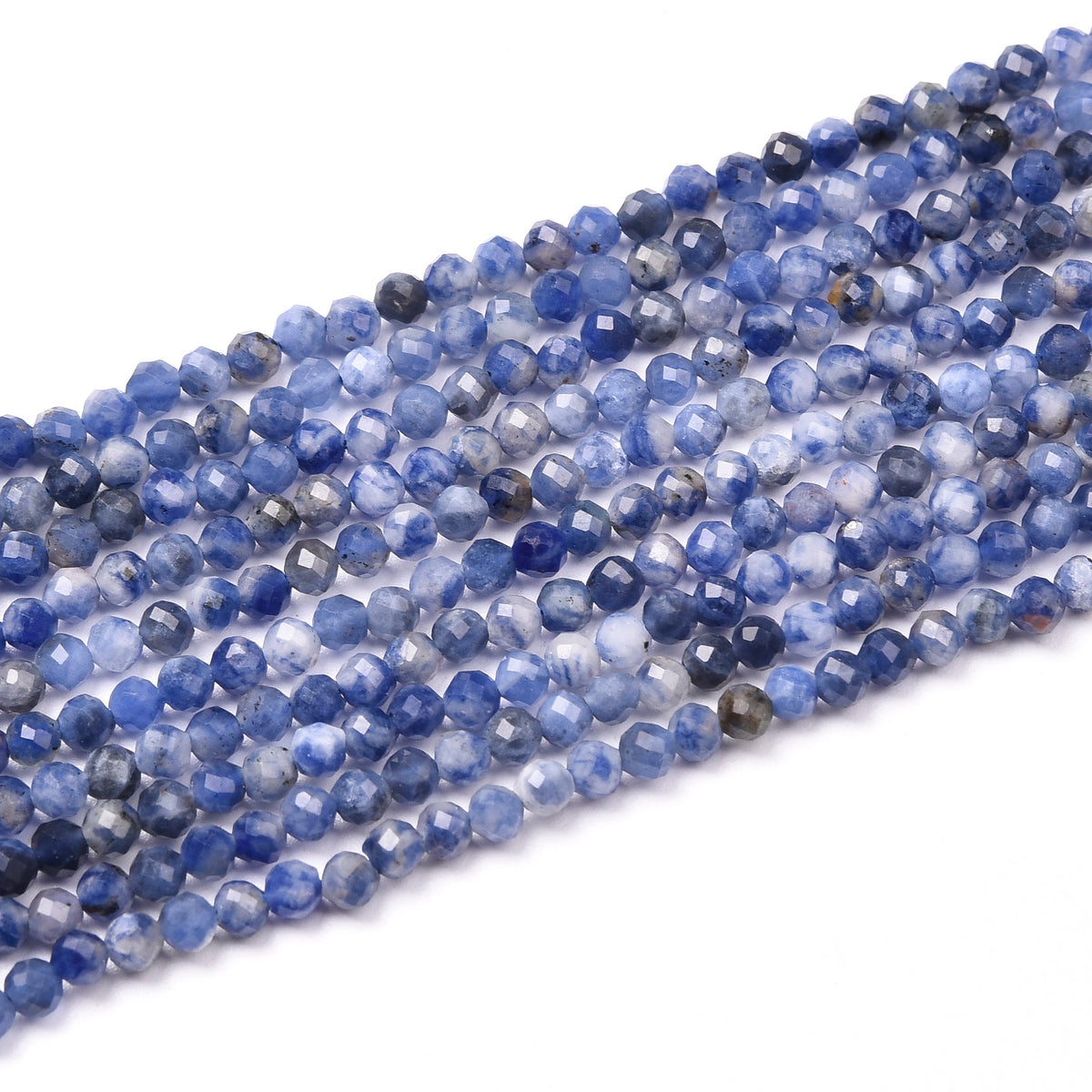 Blue / Black / White Sodalite Beads Strand