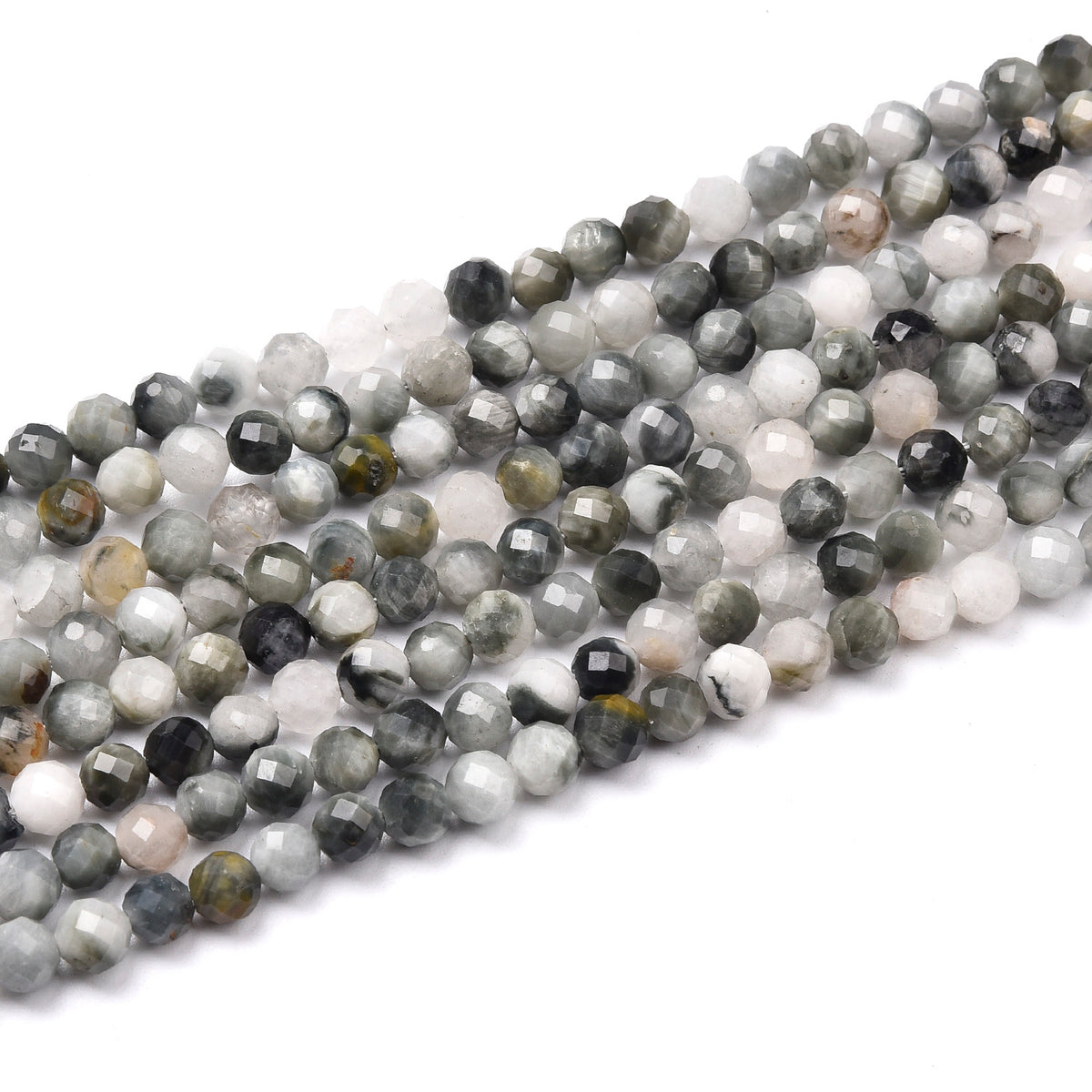 Grey / Blue / White Eagle Eye Jasper Beads Strand