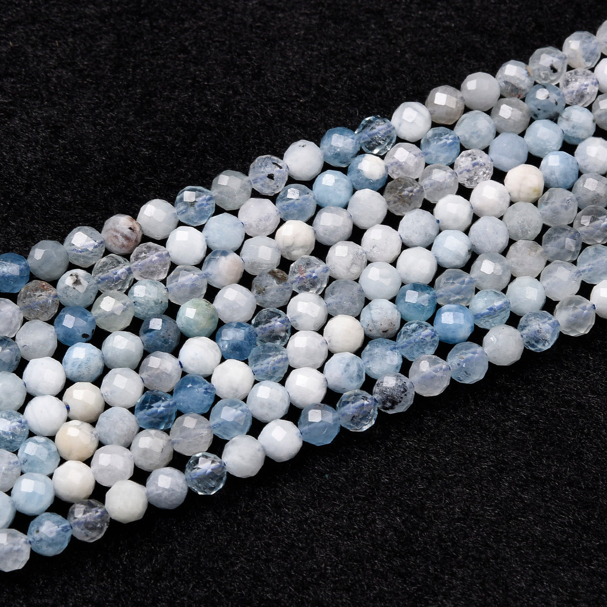 Blue / White / Grey Aquamarine Beads Strand