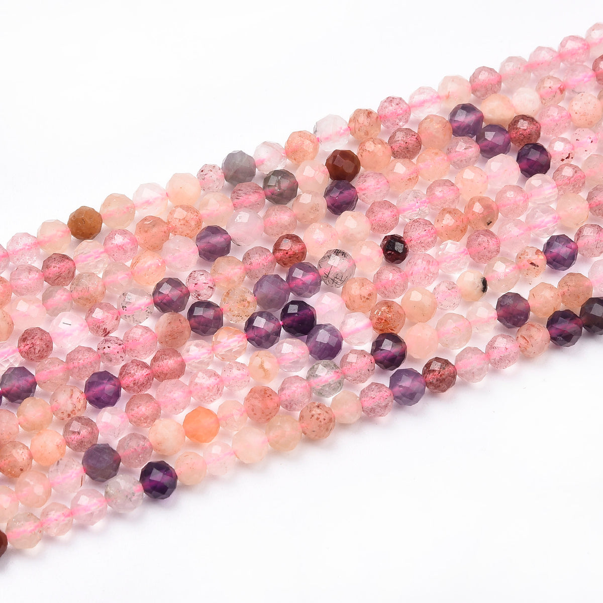 Pink / Purple / Orange Super Seven Crystal  Beads Strand