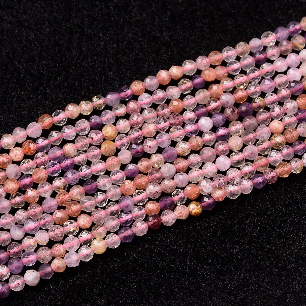 Light Pink / Light Purple / Light Grey Super Seven Crystal Beads Strand