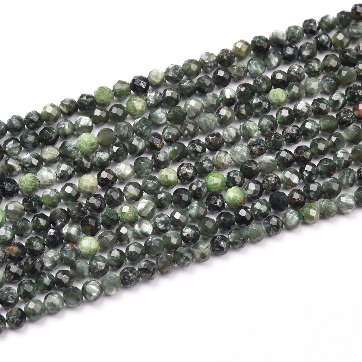 Dark Green / Green Seraphinite Beads Strand