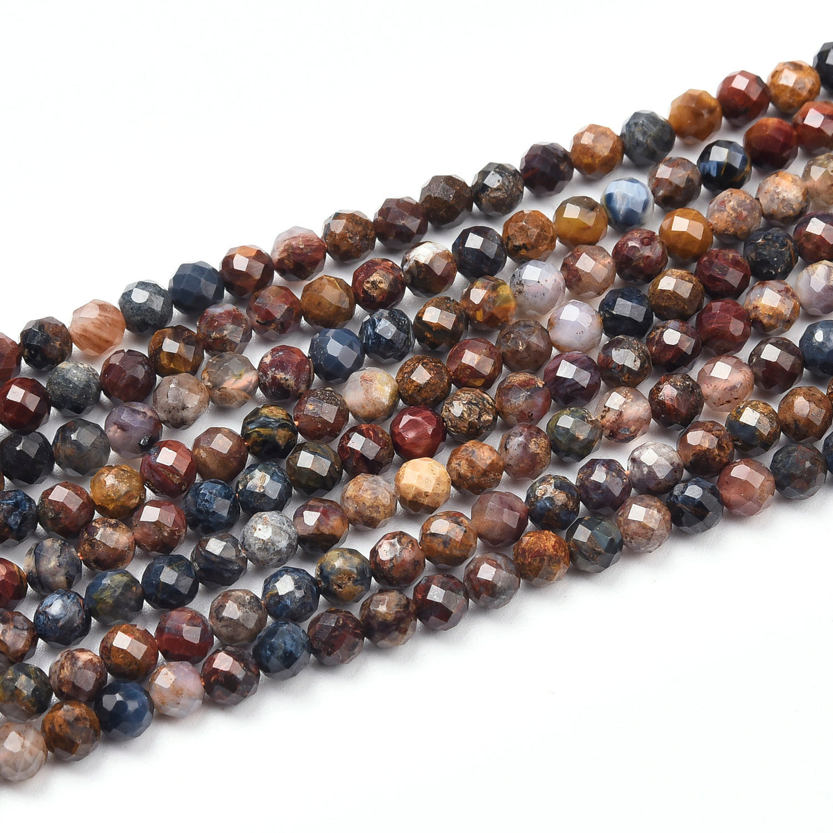 Blue / Grey / Red / Yellow / Brown Pietersite Beads Strand