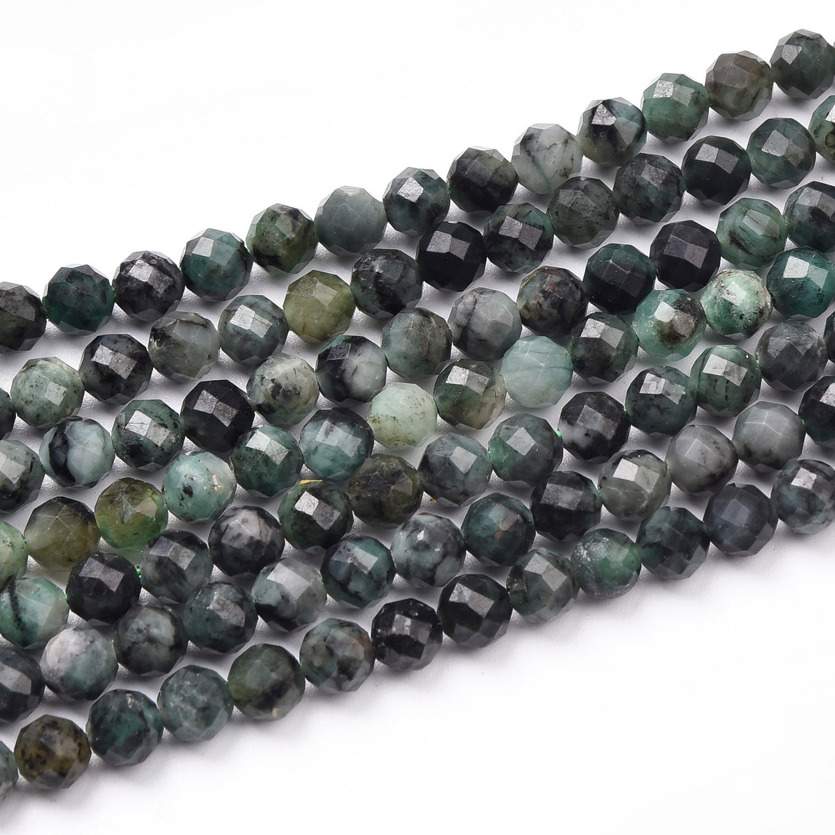 Deep Green / Green / Grey Burmese Green Jadeite Beads Strand