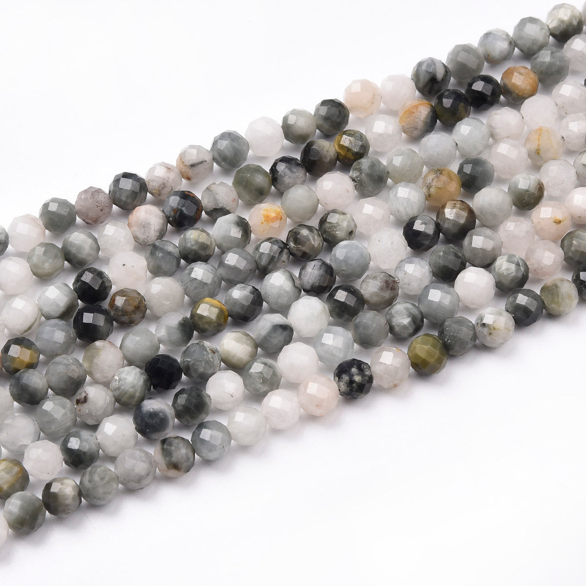 Blue / Grey / Green / White Eagle Eye Jasper Beads Strand