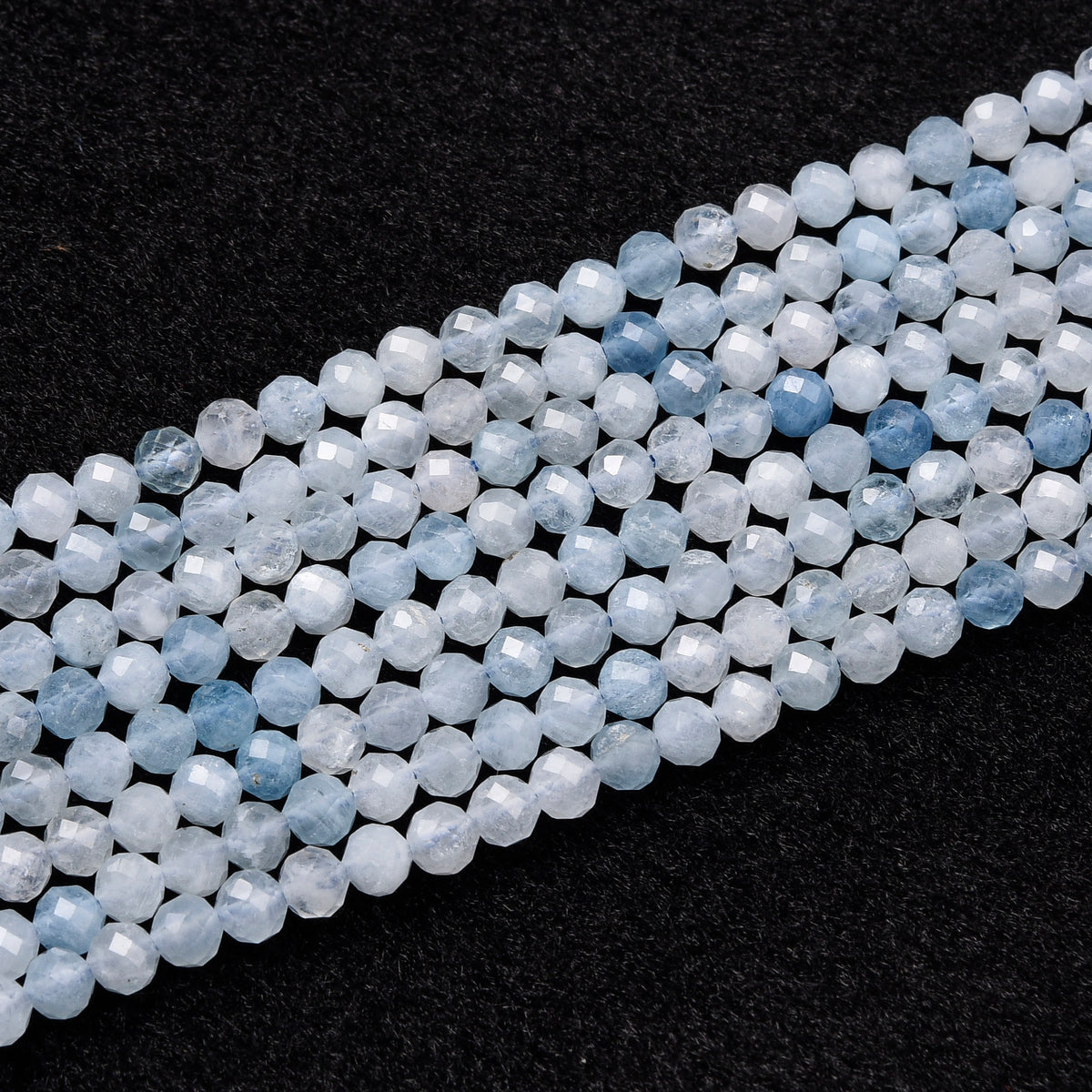 Grade AA Light Blue Aquamarine Beads Strand