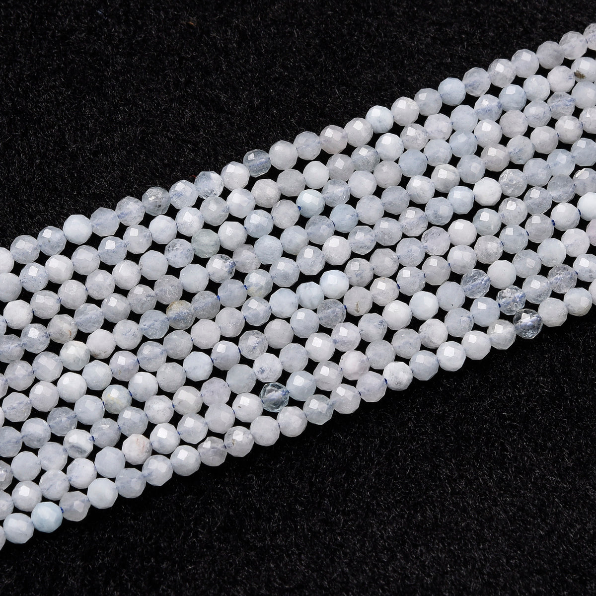 Blue / White Aquamarine Beads Strand