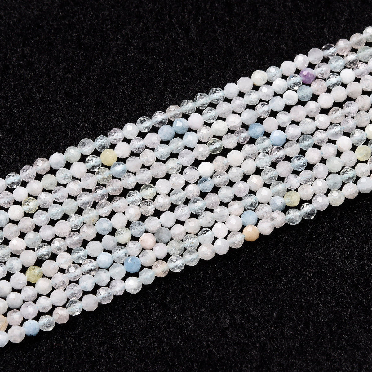 Blue / White / Yellow Aquamarine Beads Strand