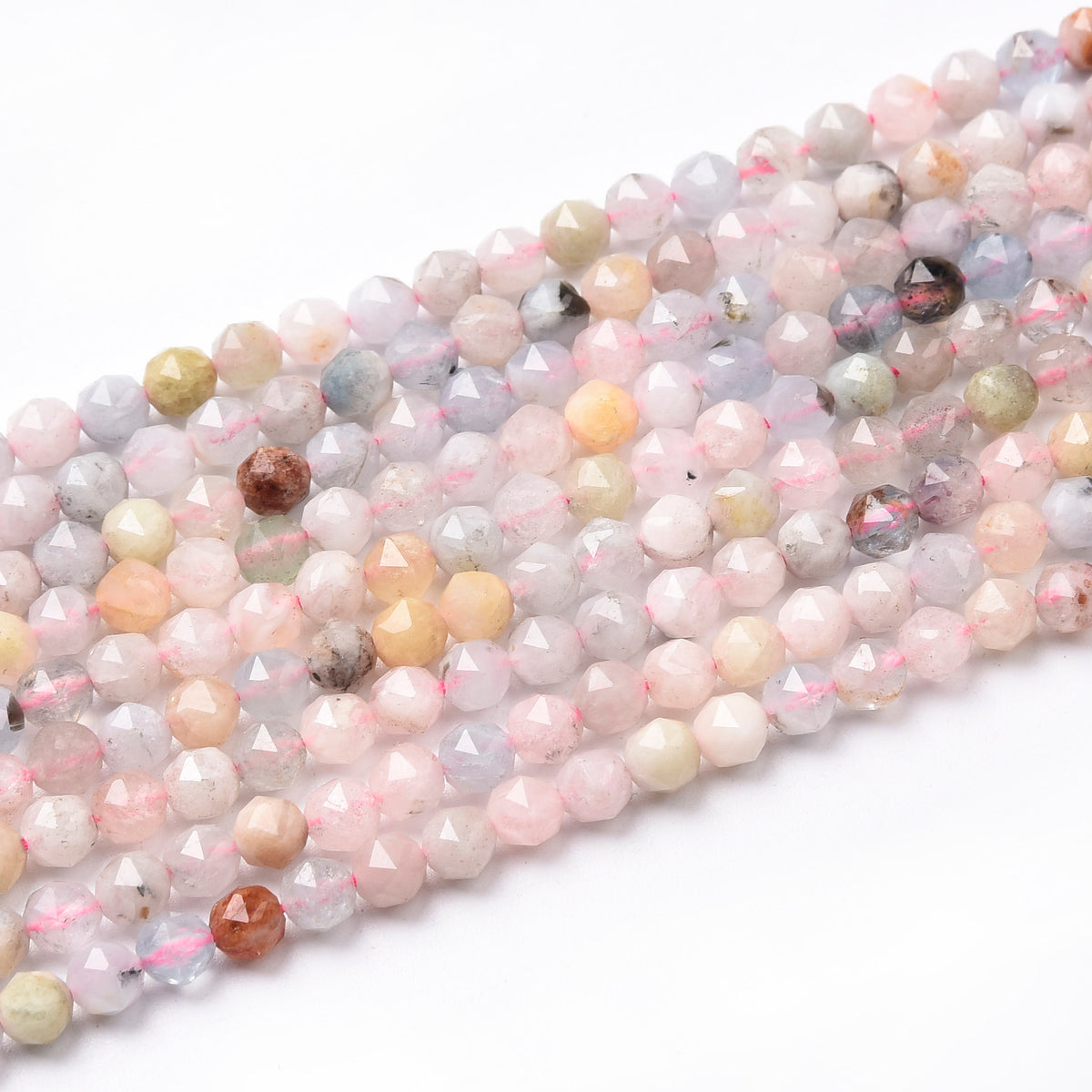 Pink / Black Spot Morganite Beads Strand