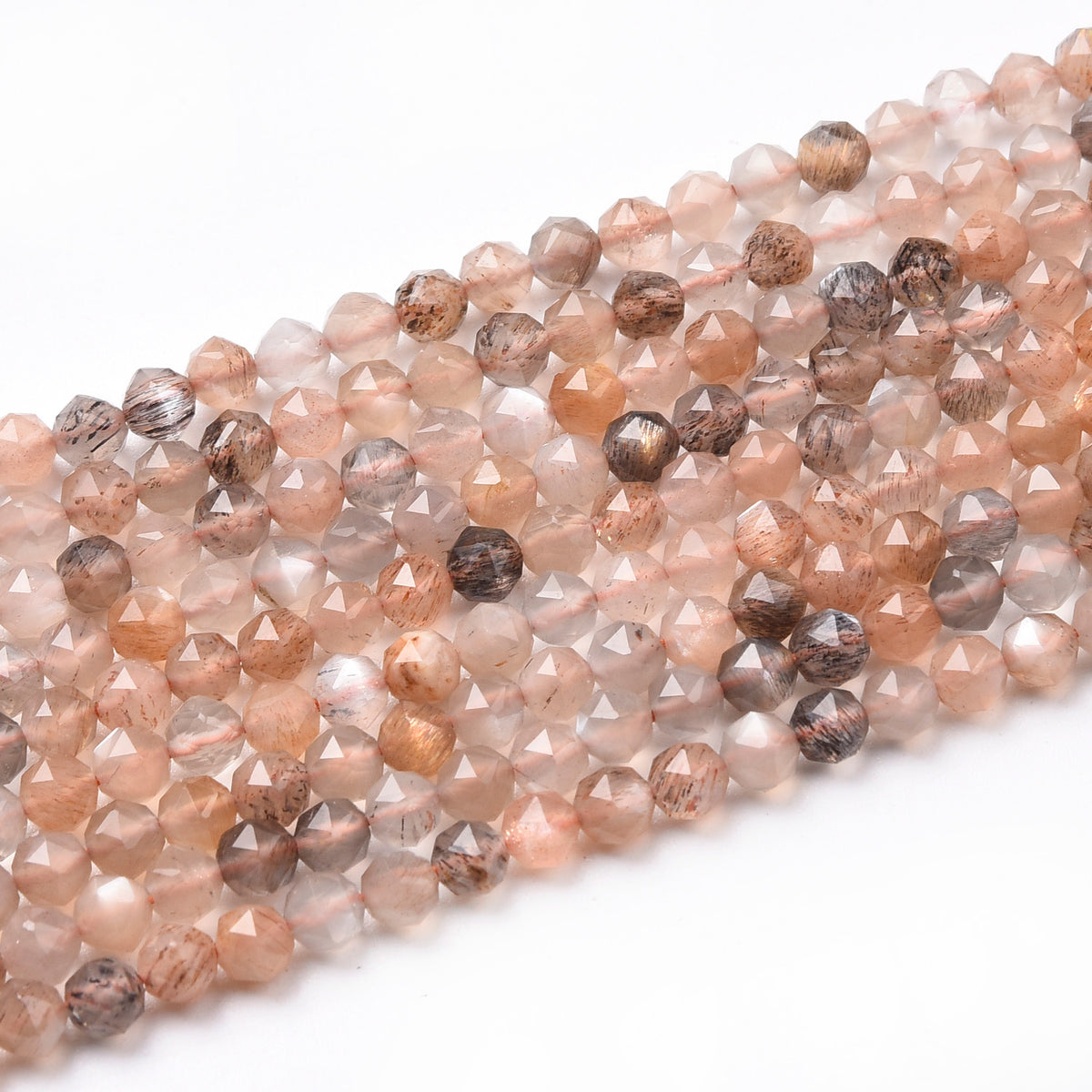 Brown / Pink Moonstone Beads Strand