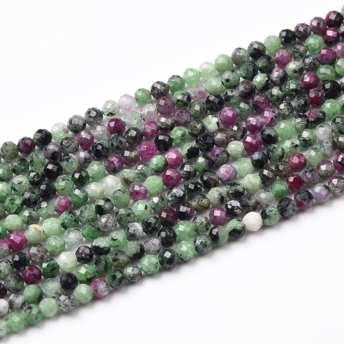 Green / Pink Epidote Beads Strand