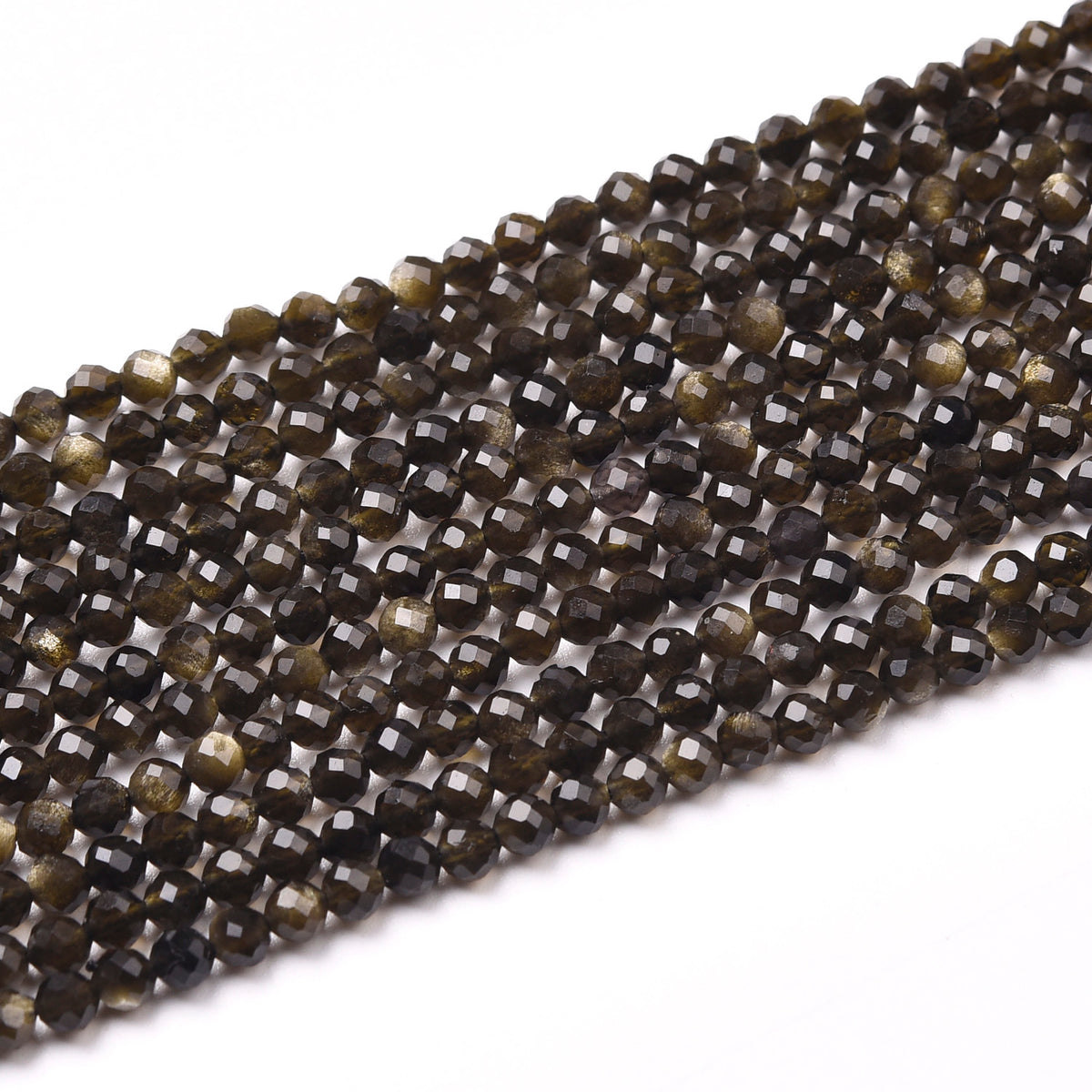 Light Black Obsidian Beads Strand