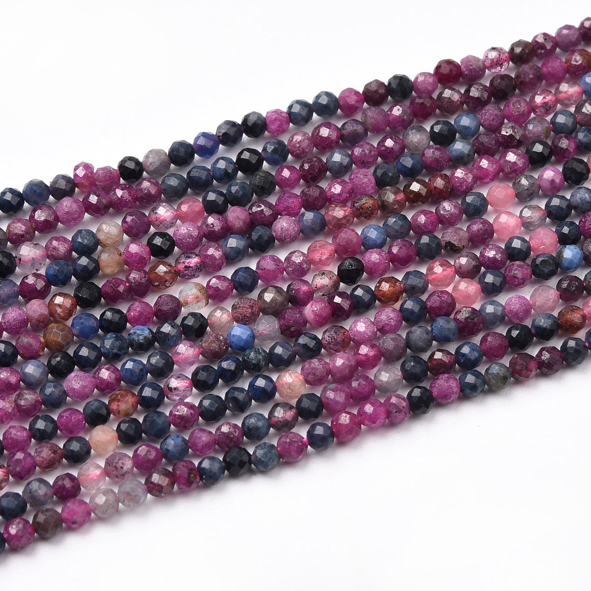 Red / Pink / Blue Ruby and Sapphire Beads Strand