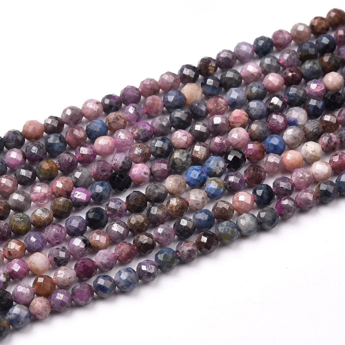 Red / Pink / Blue / Black Ruby and Sapphire Beads Strand