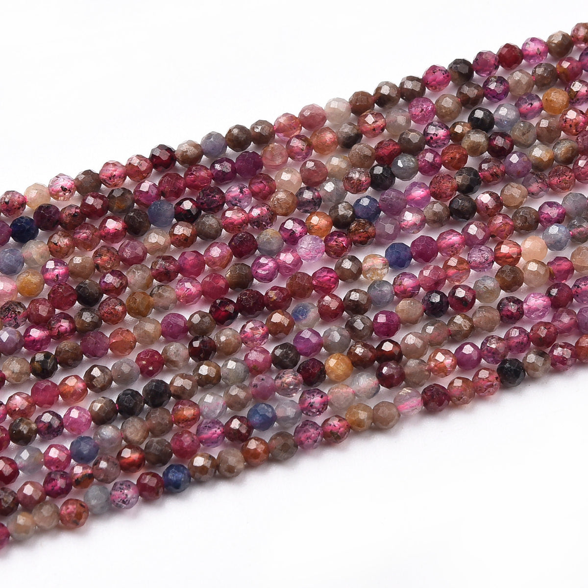 Pink / Red / Prange Ruby and Sapphire Beads Strand