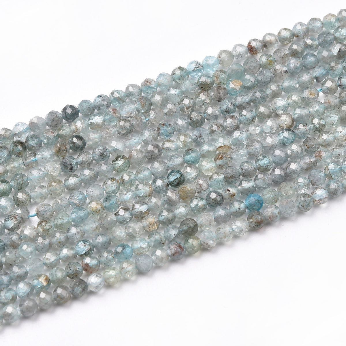 Light Apatite Beads Strand (Grey , Blue)