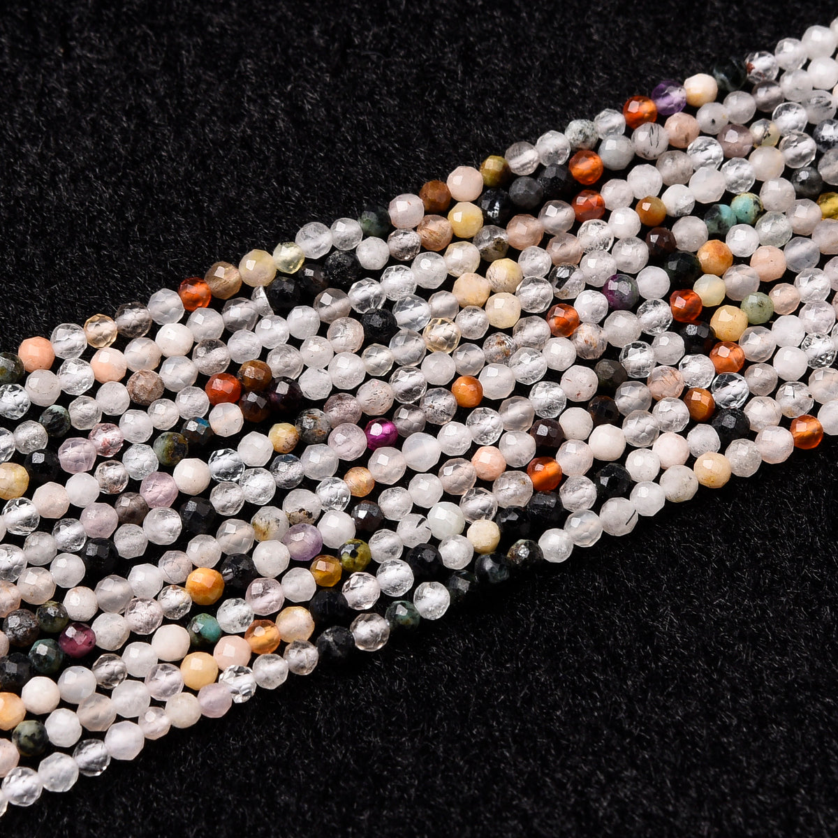 Mix Stone Beads Strand : Mosaic: "Create a stunning mosaic effect with our bead strand, featuring a mix of vibrant and complementary colors."