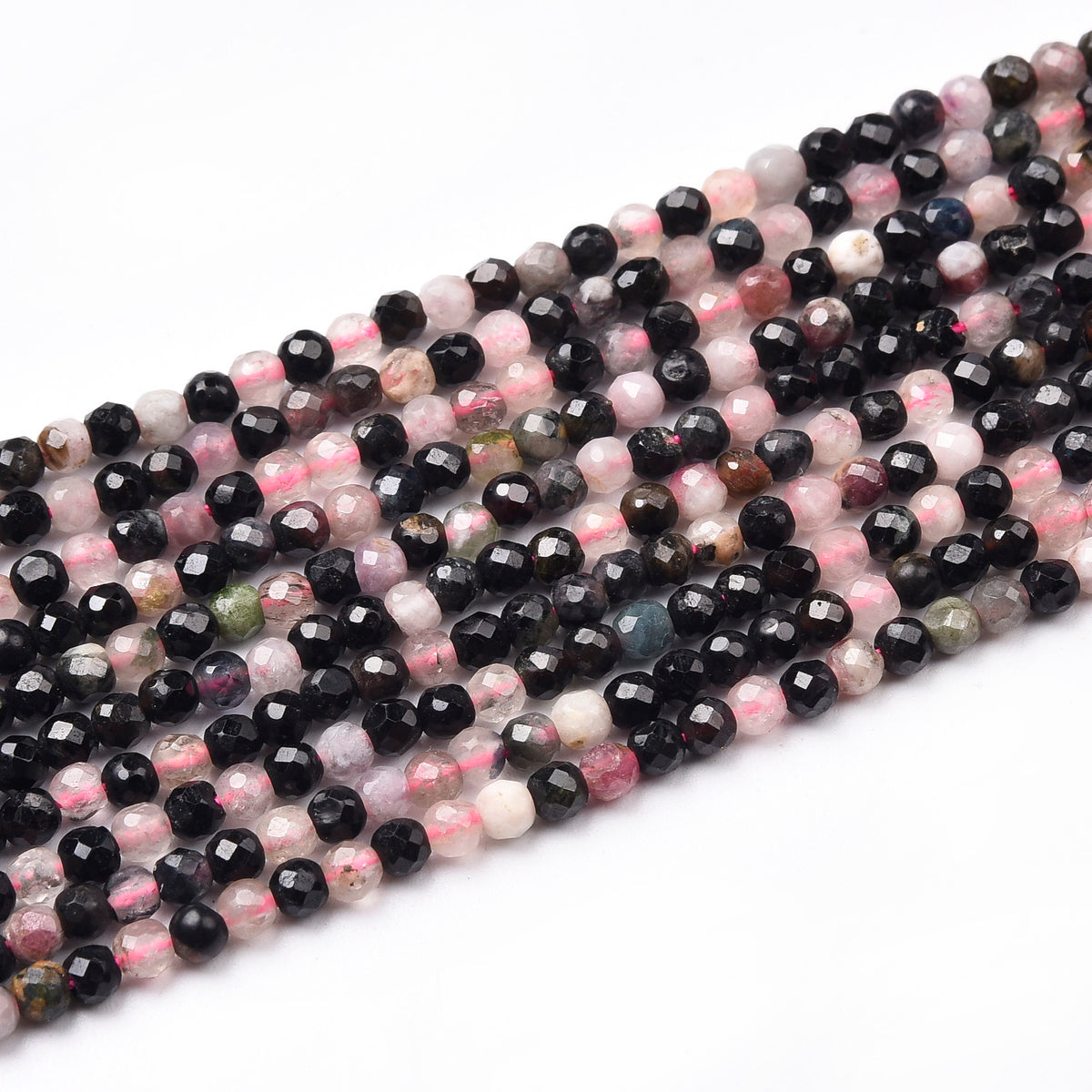 Black / Pink Tourmaline Beads Strand