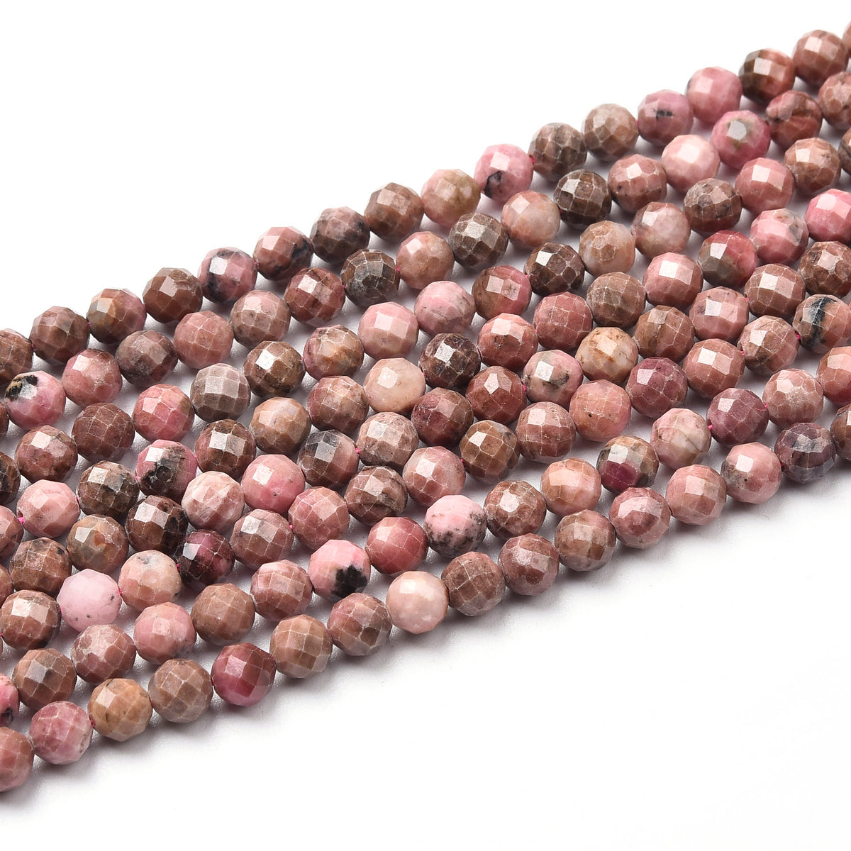 Pink / Black Rhodonite Beads Strand